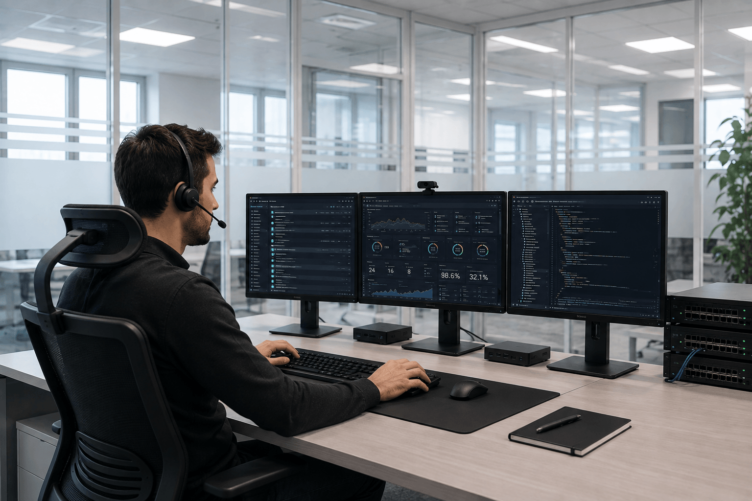 Personal IT atendiendo incidencia